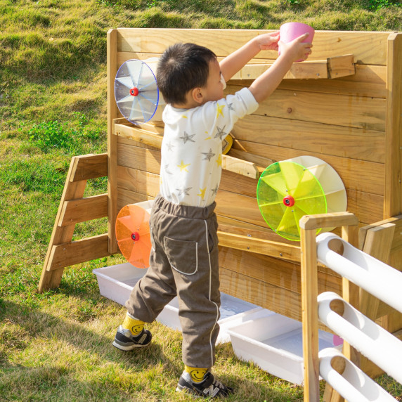 CLASSIC WORLD EDU Wooden Water Play Wall with Mills