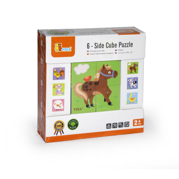 VIGA Wooden Puzzle Farm 4 Blocks