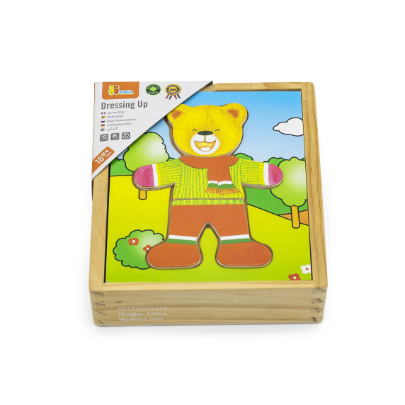 VIGA Wooden Puzzle Educational Puzzle Dress Up the Teddy Bear Boy