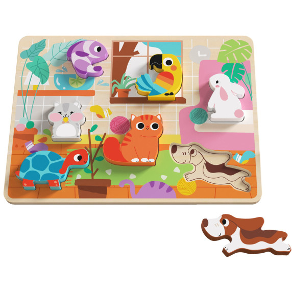 TOOKY TOY Wooden Montessori Puzzle Animals House Match Shapes