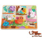 TOOKY TOY Wooden Montessori Puzzle Animals House Match Shapes