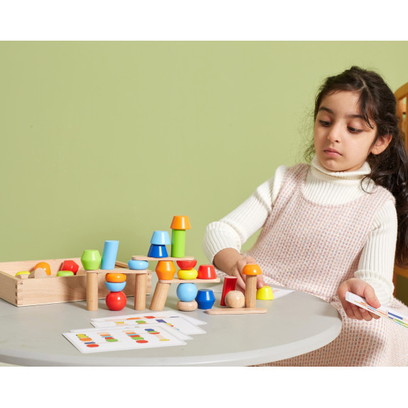 VIGA Wooden Geometric Blocks Puzzle 52 pcs.