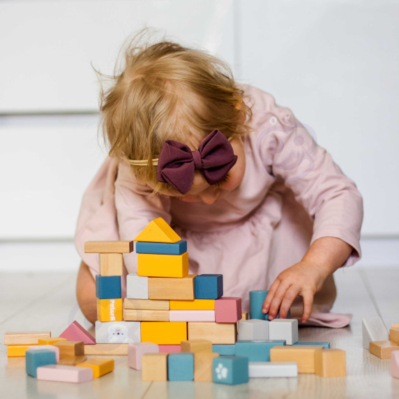 VIGA PolarB Set of wooden blocks in a bucket - 60 pieces