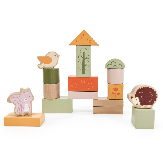 VIGA PolarB Wooden Blocks Montessori Blocks Animals 50 pcs.