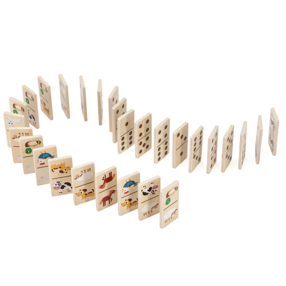 VIGA Wooden Domino 2 in 1 Animals and Numbers