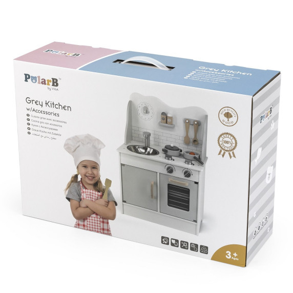 VIGA PolarB Wooden Kitchen with Accessories Eco Gray