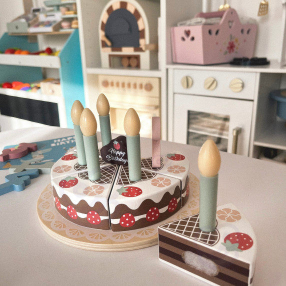 TOOKY TOY Wooden Birthday Cake with Turnip Candles