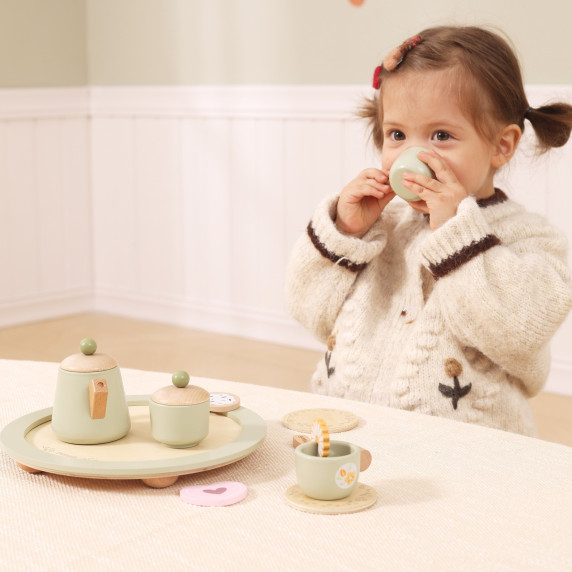 VIGA Wooden Spring Tea Set - 15 pieces