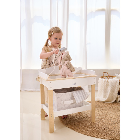 VIGA Wooden Changing Table 2 in 1 Bathtub for Dolls