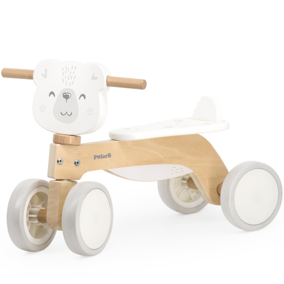 VIGA PolarB Wooden Polar Bear Ride-On with Soft Wheels