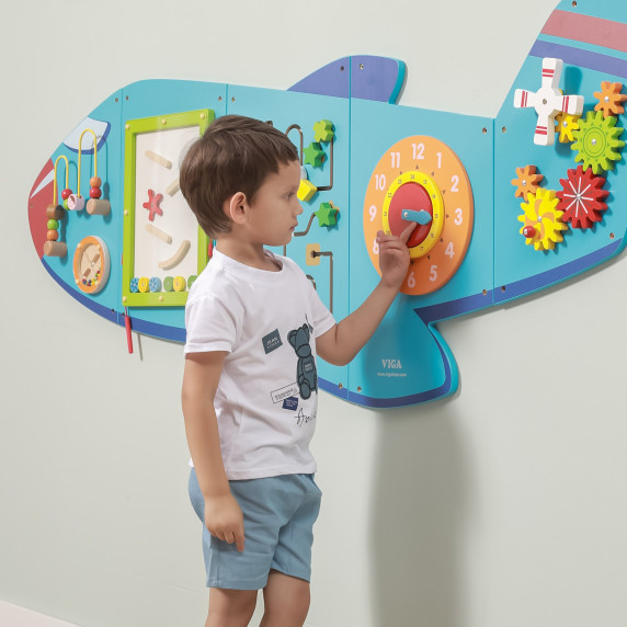 VIGA Wooden Manipulative Sensory Board Airplane FSC Montessori Certificate