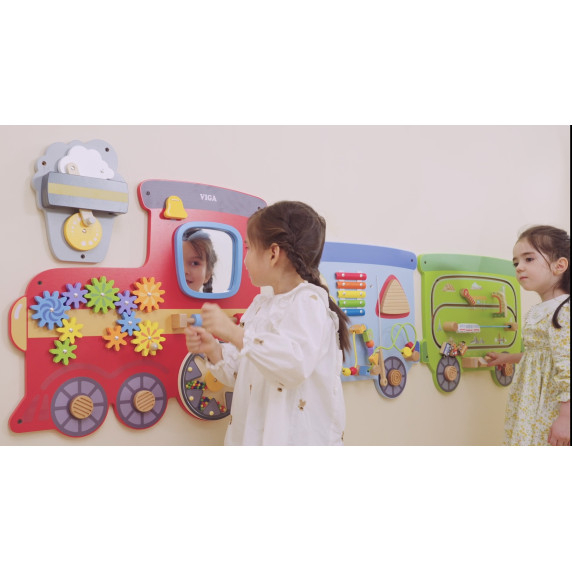 VIGA Wooden Sensory-Manipulation Board EDU Train