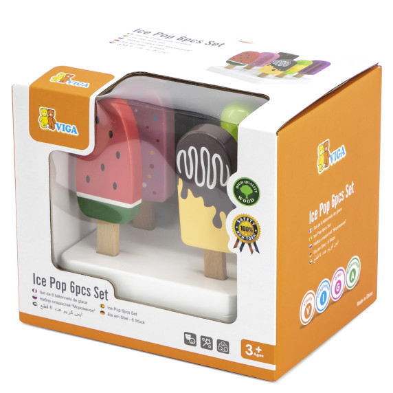 VIGA Set of Wooden Ice Cream Sticks with Stand 6 pcs.