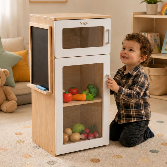 Viga Wooden Fridge with Chalkboard