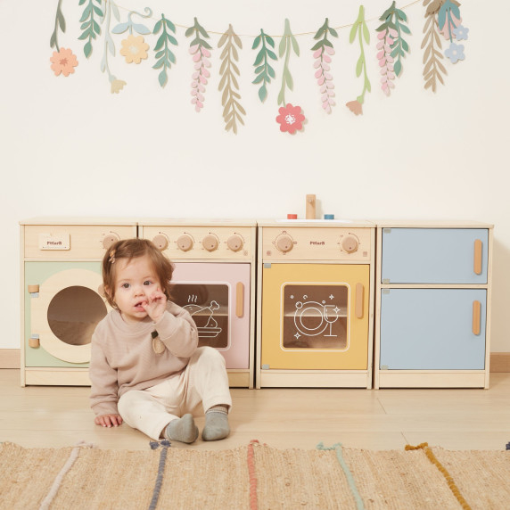 VIGA PolarB Wooden Kitchen Set XL Washing Machine Stove Dishwasher