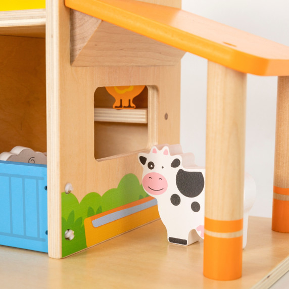 VIGA Wooden Farm Farmer's House with Garden and Tractor 21 pieces