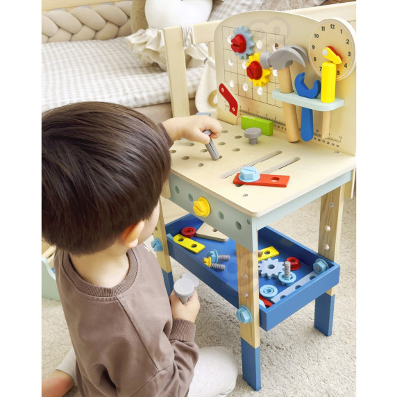 TOOKY TOY Wooden DIY Workshop Table