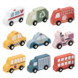 VIGA Wooden Set of Colorful City Vehicles 9 pcs.