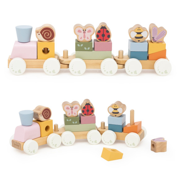 VIGA Wooden Spring Educational Train 18 Pieces