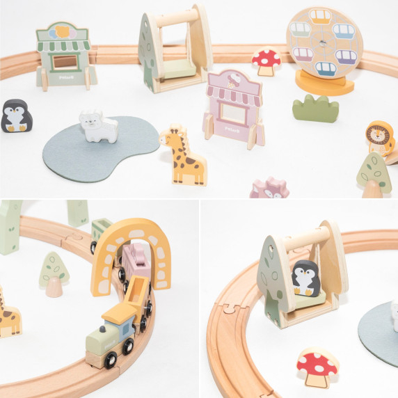 VIGA Wooden Train for Children Track 62 pieces
