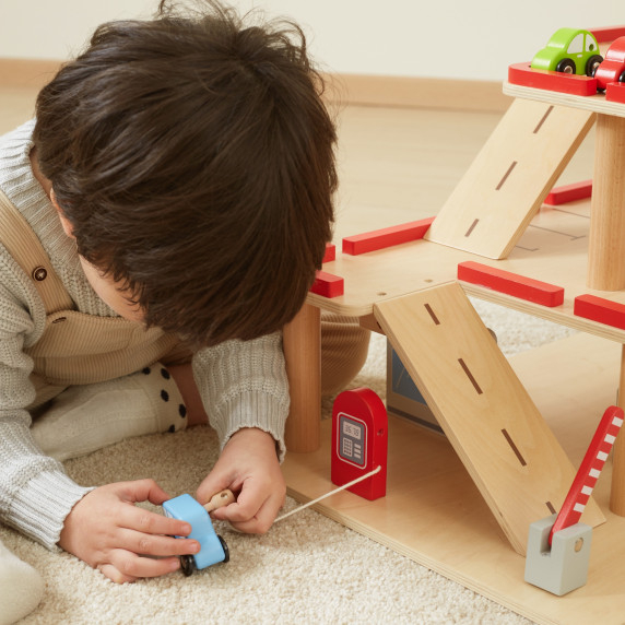 VIGA Wooden Parking for Cars with Elevator for 4 Cars and Helicopter