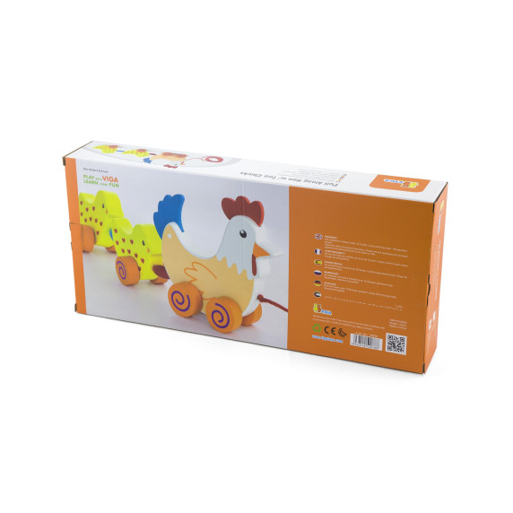 VIGA Pulling Set Hen with Chickens 36 cm