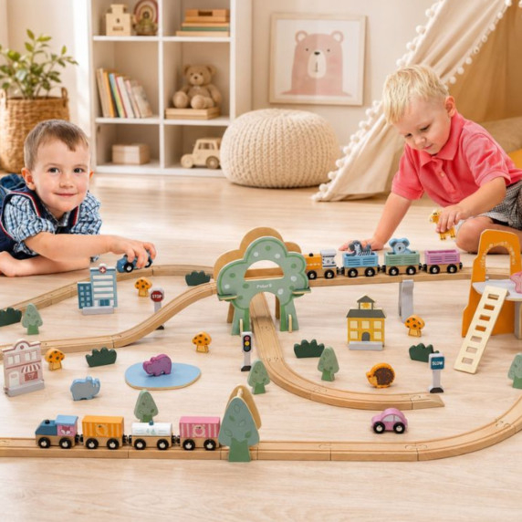 VIGA PolarB Wooden children's train track 90 pieces