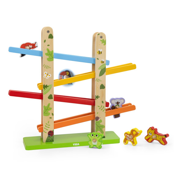 VIGA Wooden Slide for Animals Jungle 7 pcs.