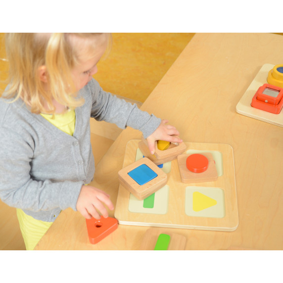 MASTERKIDZ Montessori Wooden Shapes and Colors Sensory Sorter