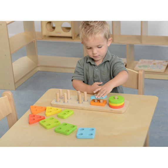 MASTERKIDZ Wooden Shape Sorter Colorful Montessori Blocks