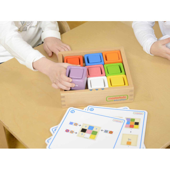 MASTERKIDZ Cups and Square Blocks Wooden Toy Montessori Color Sorter