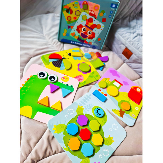 TOOKY TOY 4 in 1 Puzzle Mntessori Blocks Puzzle