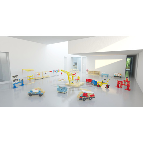 CLASSIC WORLD EDU Huge Wooden Construction Blocks Set Police Vehicles 89 pcs.