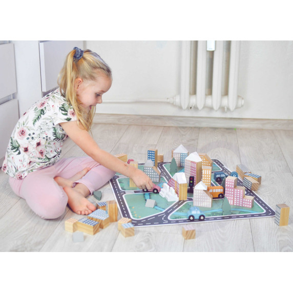 VIGA PolarB Wooden Model with City Blocks 56 pcs.