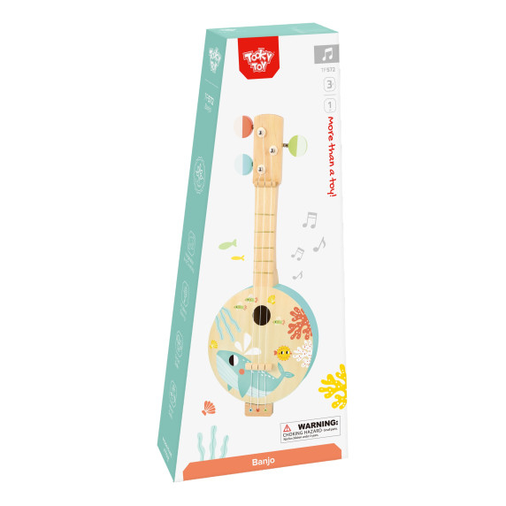 TOOKY TOY Wooden Banjo Learning Game for Kids with Sea Theme