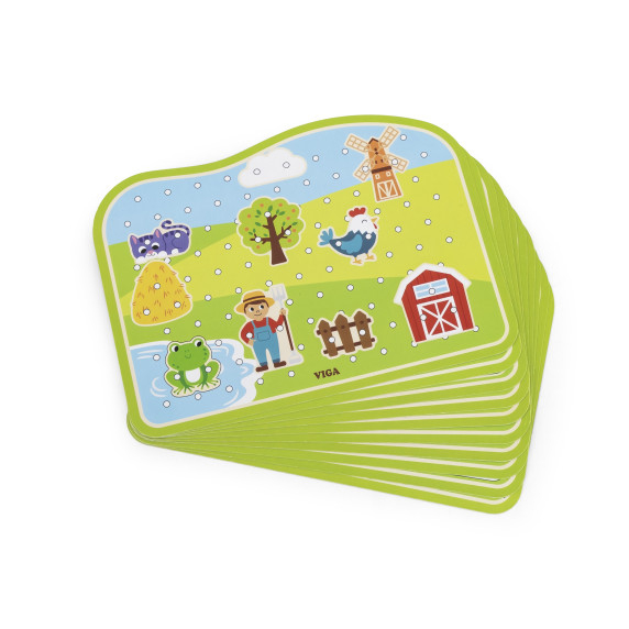 VIGA Wooden Lace-Up Intertwining Montessori Farm Animals