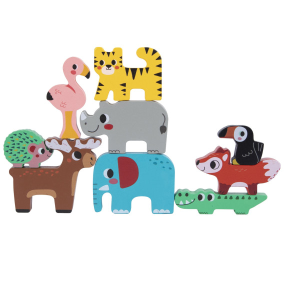 TOOKY TOY Wooden Blocks Puzzle Animals Montessori 9 pcs.