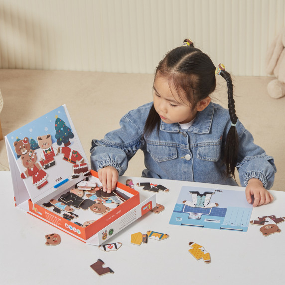 VIGA Wooden Magnetic Puzzle Bear Family