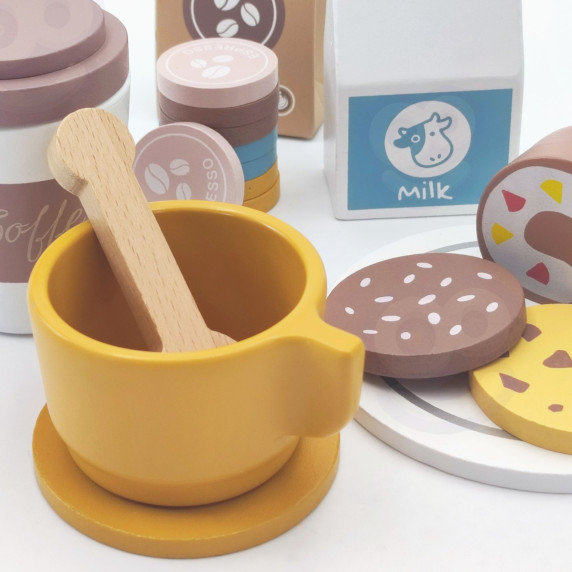 TOOKY TOY Wooden Coffee Maker Barista Cafe