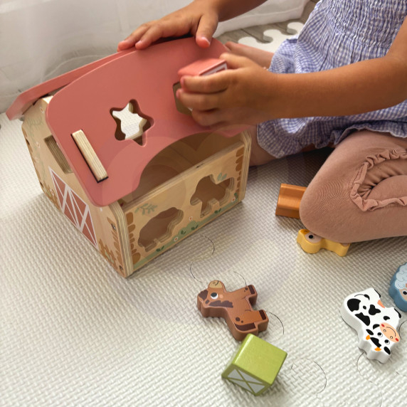TOOKY TOY Farm Wooden Animal Shape Sorter