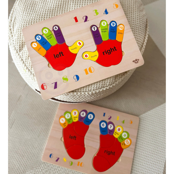 TOOKY TOY Educational Wooden Puzzle Hand Learning Counting and Colors
