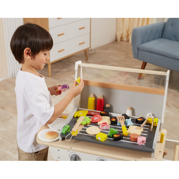 VIGA Large Wooden Grill for Children + 47 Accessories