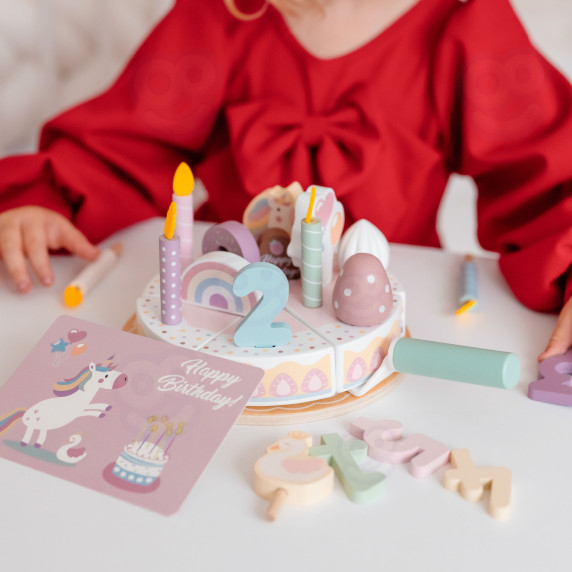 TOOKY TOY Wooden Birthday Cake Cuttable with Velcro