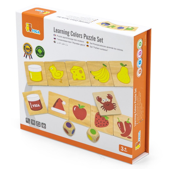 VIGA Educational Wooden Puzzle Sort Match Colors and Shapes 38 Pieces Montessori
