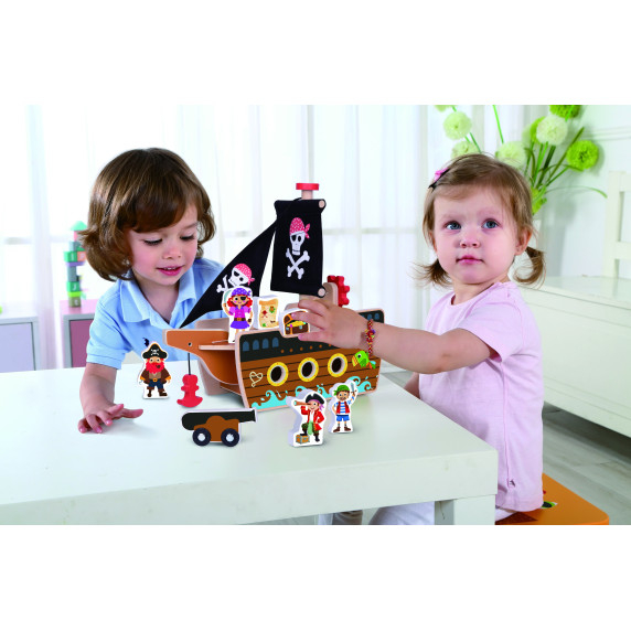 TOOKY TOY Pirate Ship Wooden Figures Set