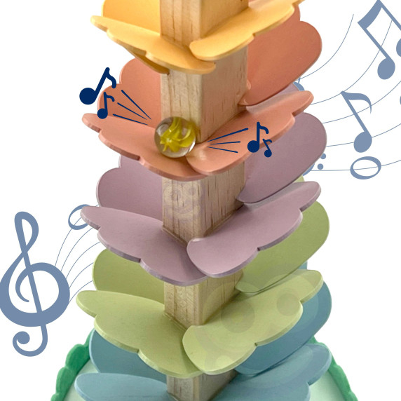 TOOKY TOY Wooden Colorful Spinning Tower for Children