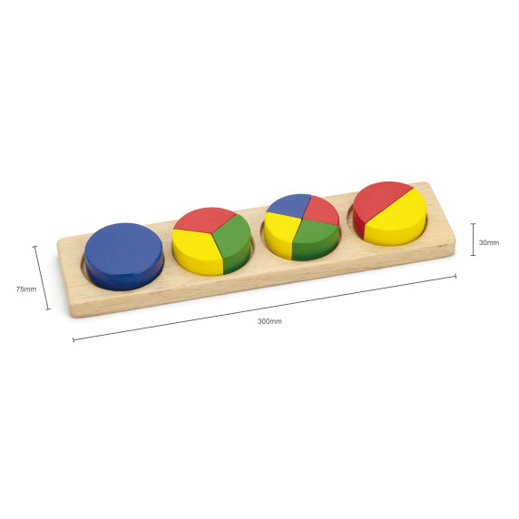 VIGA Wooden Puzzle Mathematical Fractions 10 Montessori Blocks