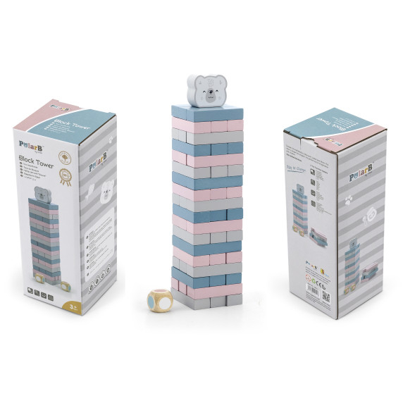 VIGA PolarB Wooden Tower Puzzle Pastel Game