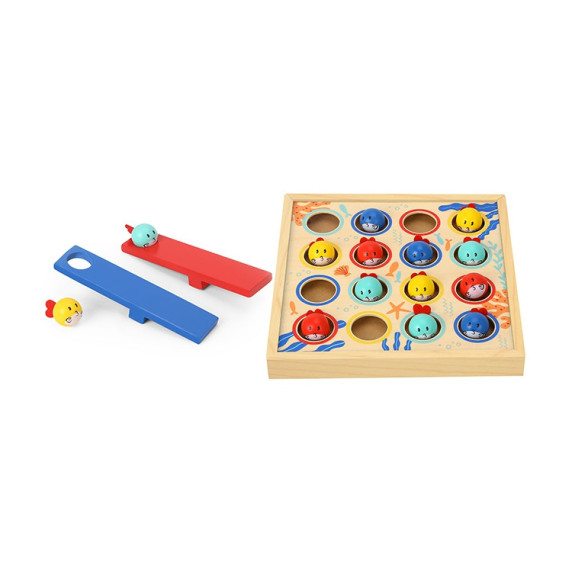 TOOKY TOY Game for Children Wooden Table Flying Fish 19 pcs.