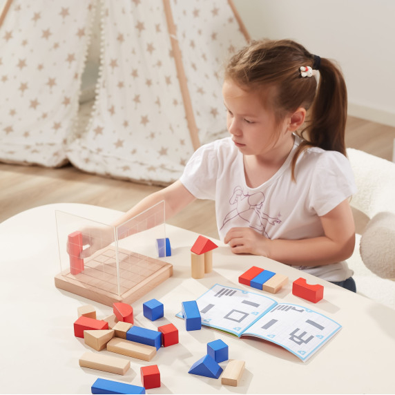 VIGA Wooden Building Game 3D Montessori Blocks